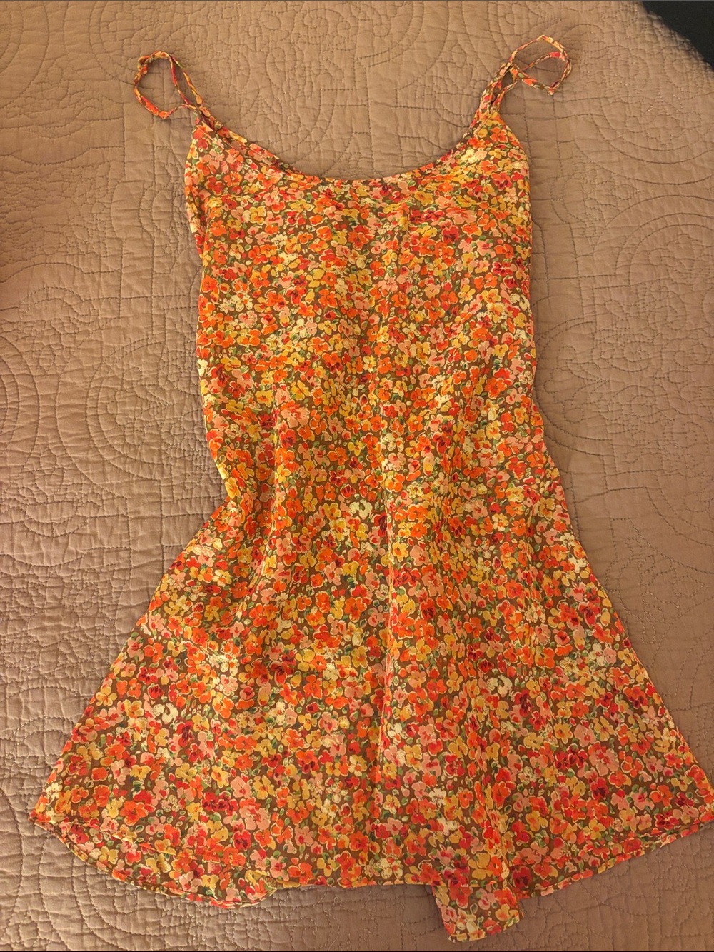 Victoria's Secret Floral Spaghetti Strap Sundress in Orange & Yellow